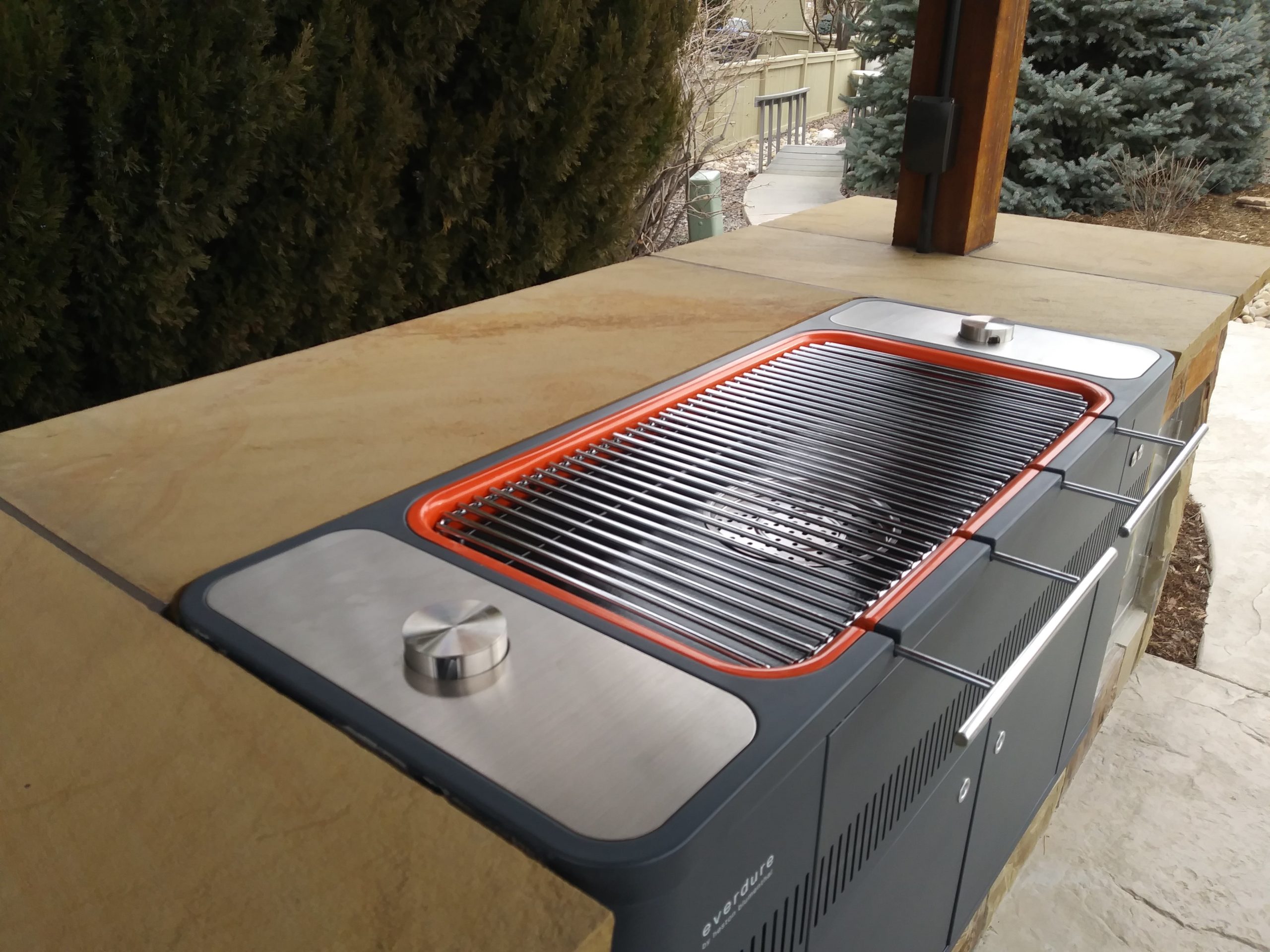 Outdoor grilling station grill.